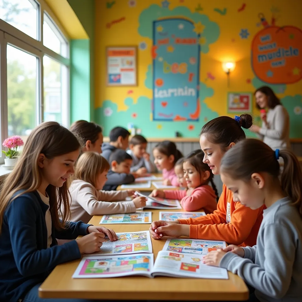 Little Learners magazine cover with bright colors and cartoon characters